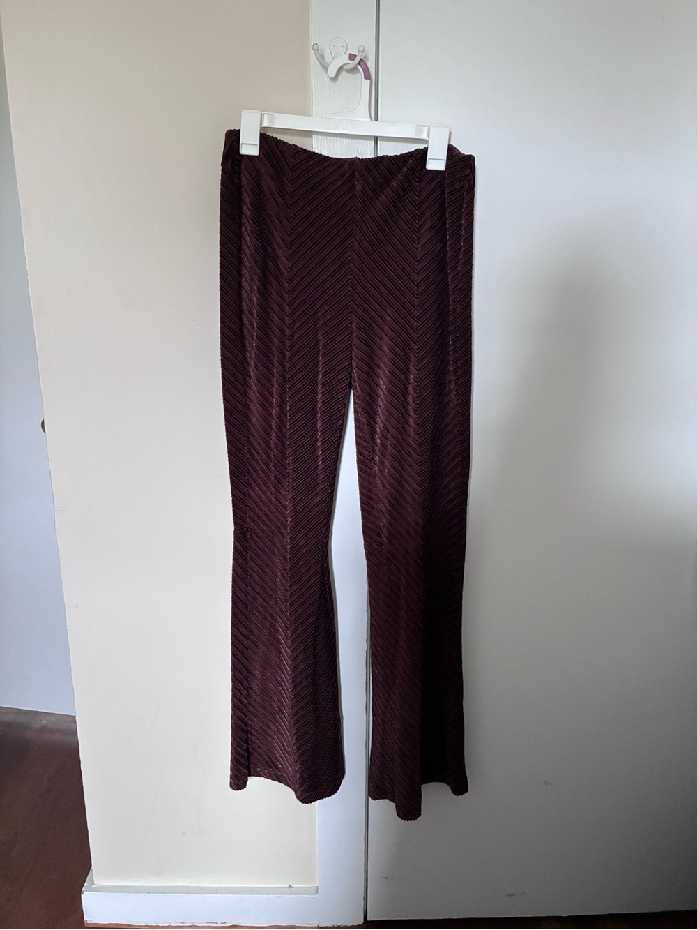 Free People Burgundy Chevron Flare Pants